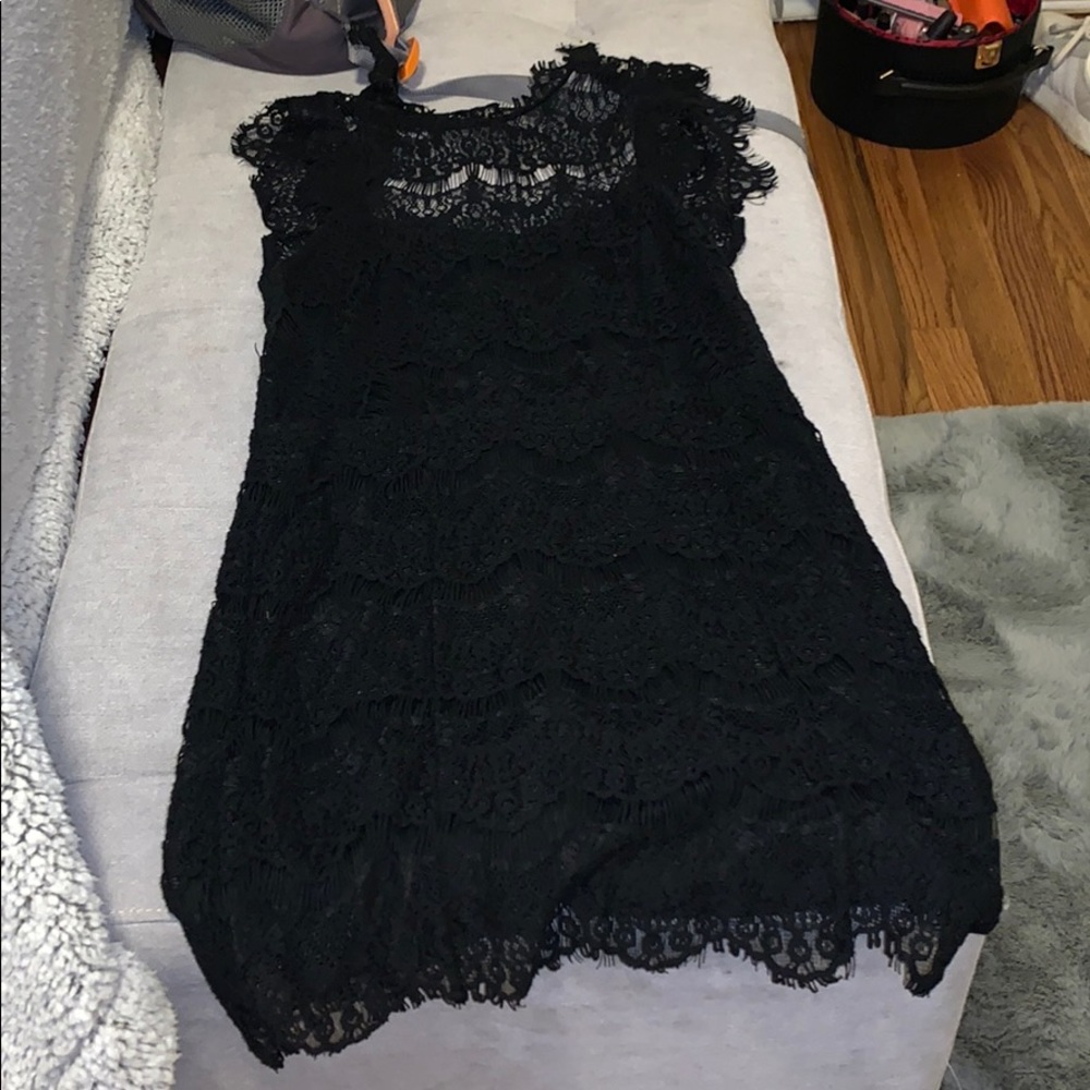 free people mini black lace dress